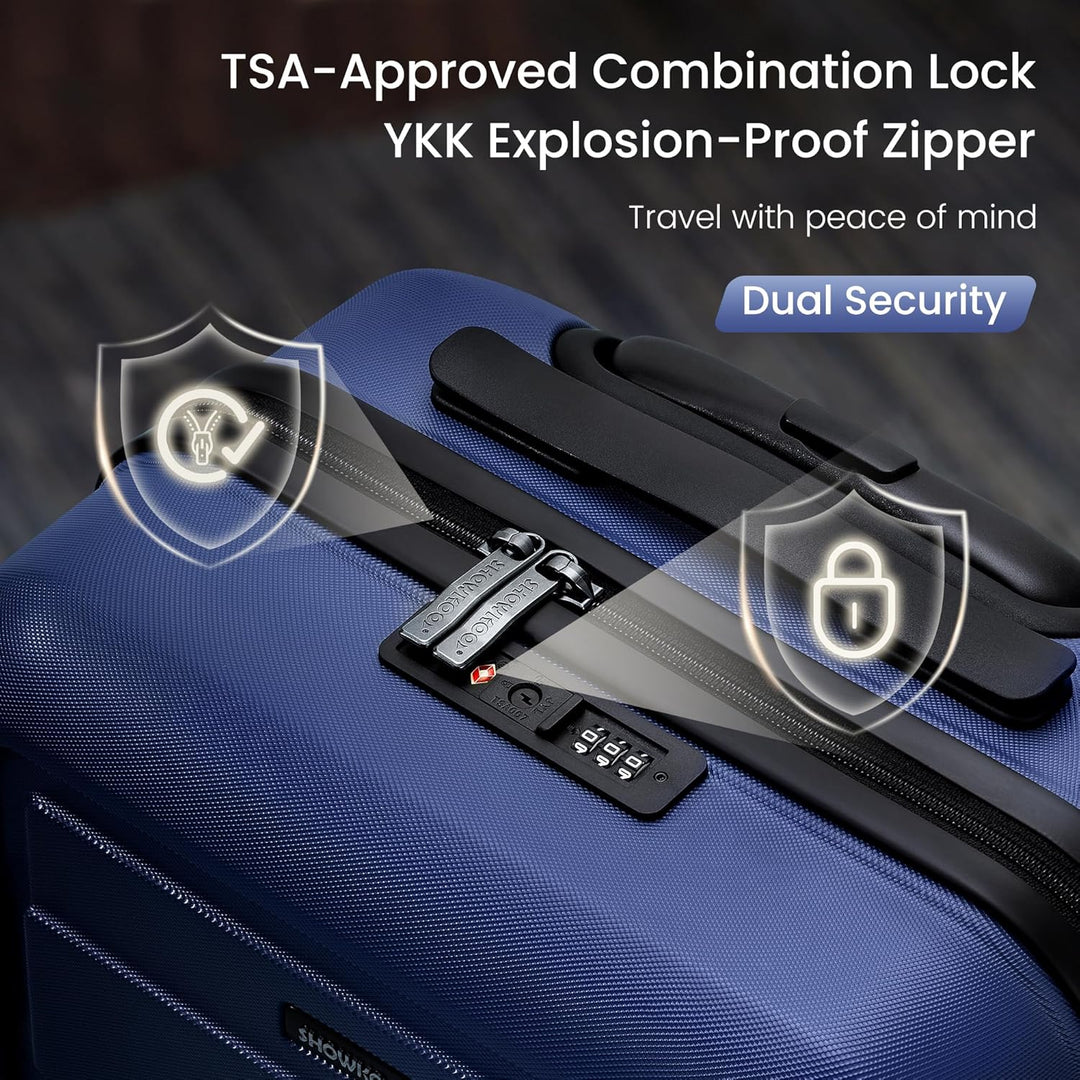 SHOWKOO Kofferset 3 Teilig Hartschale Leicht ABS+PC Erweiterbar Reisekoffer Haltbar Trolley Handgepä