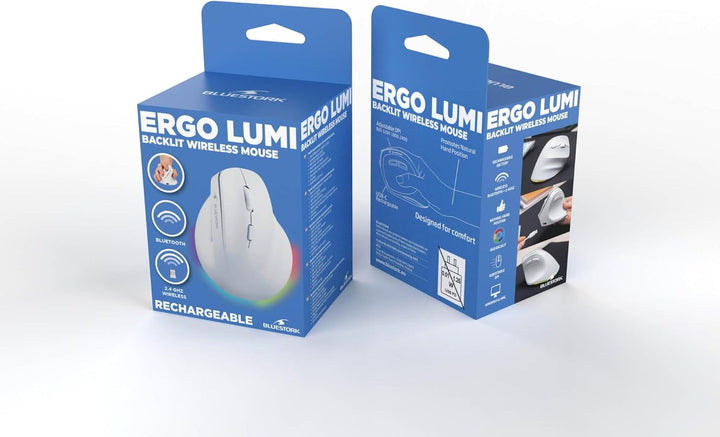 Bluestork - Ergonomische Vertikale Kabellose Maus 4800 DPI Weiss Weiss für Rechtshänder, Weiss für R