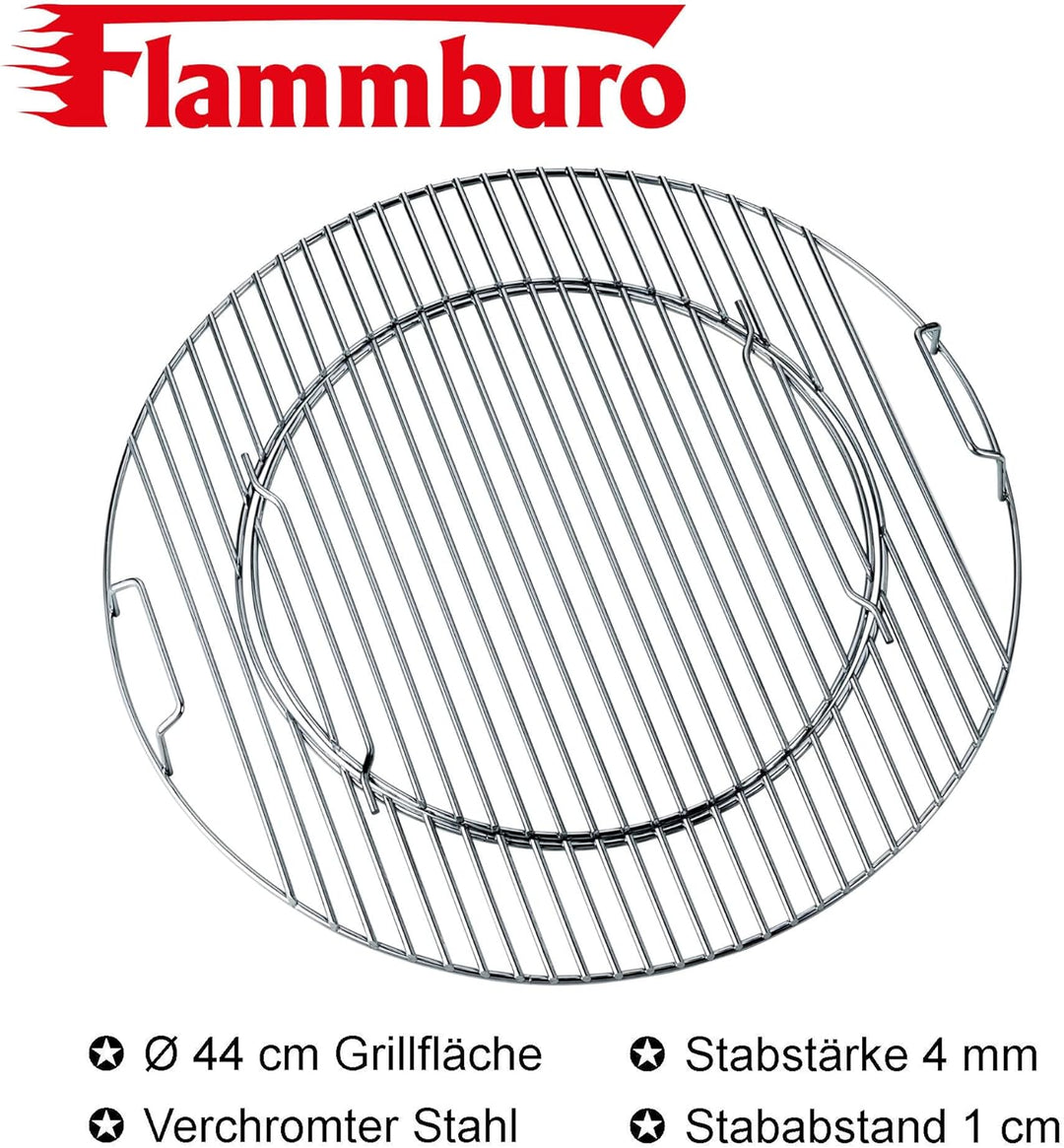 FLAMMBURO BBQ-System Grillrost rund Ø 47/44 cm - auch in 57/54,5 cm erhältlich, aus verchromtem Stah