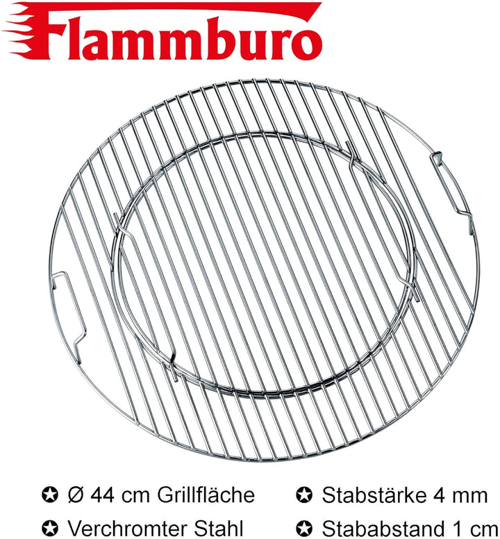 FLAMMBURO BBQ-System Grillrost rund Ø 47/44 cm - auch in 57/54,5 cm erhältlich, aus verchromtem Stah