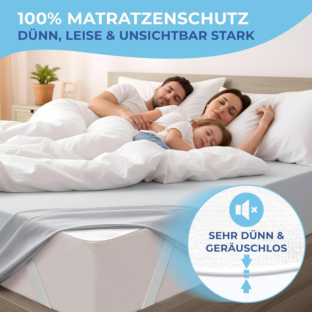 Rosenkern Matratzenschoner 200x200 Wasserdicht - [Dermatologisch getestet] - Dünne Matratzenauflage