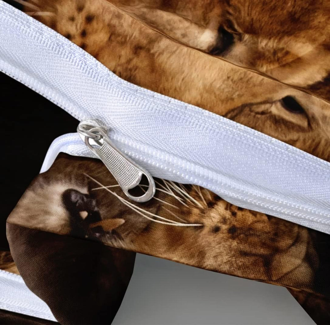 DXHOME Löwe Bettwäsche 135x200 3D Effekt Tiermotiv Bettwäsche 2 teilig Weich Schwarz Braun Mikrofase