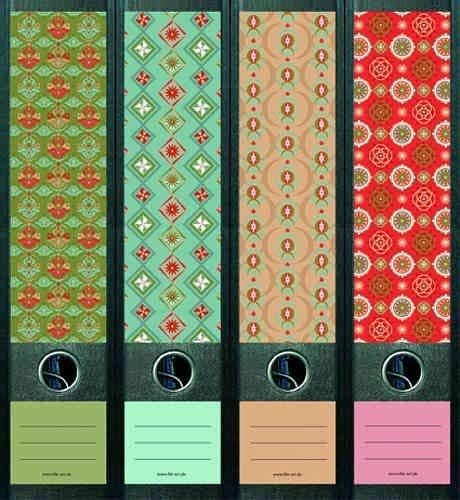 File Art - Ordnerrücken Design Etiketten - Motiv "Pattern" für 12 breite + 12 schmale Aktenordner al