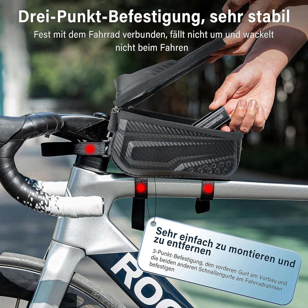 Fahrradtasche Rahmen,1.8L Wasserdicht Handytasche Fahrrad für Smartphone bis zu 6.8 Zoll,mit TPU Sen