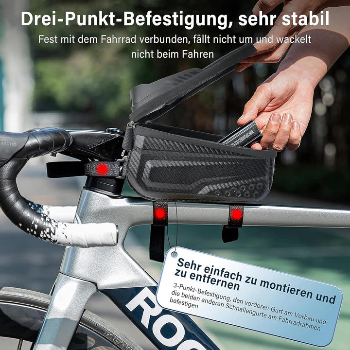 Fahrradtasche Rahmen,1.8L Wasserdicht Handytasche Fahrrad für Smartphone bis zu 6.8 Zoll,mit TPU Sen