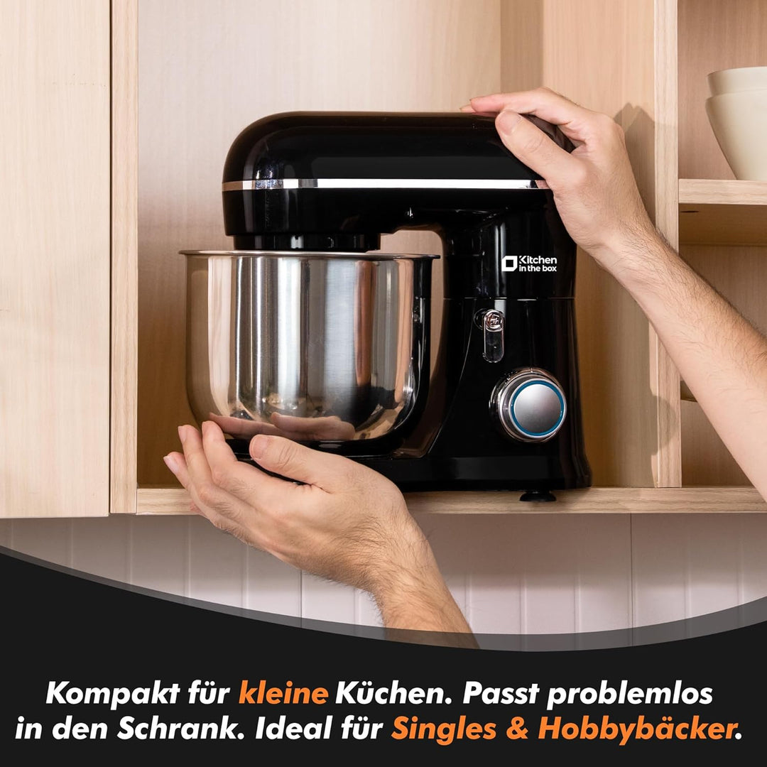 Kitchen in the box Kompakte Küchenmaschine 3,5 L, Rührmaschine & Knetmaschine mit 10 Geschwindigkeit