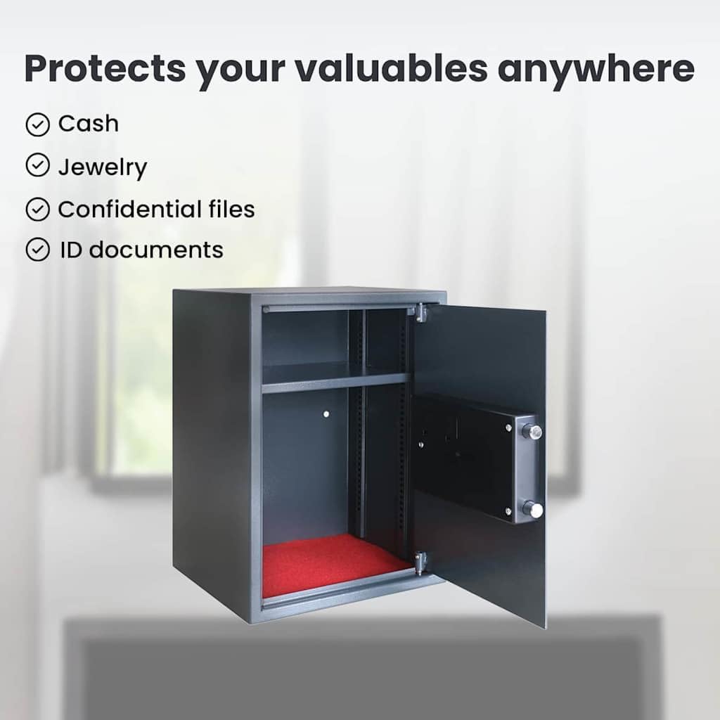 vidaXL Digitaler Safe mit Schloss Dunkelgrau 35 x 31 x 50 cm Stahl, Heimwerker Schreibtischsafe, mod