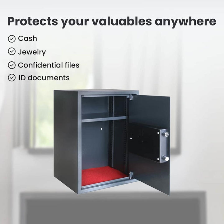 vidaXL Digitaler Safe mit Schloss Dunkelgrau 35 x 31 x 50 cm Stahl, Heimwerker Schreibtischsafe, mod
