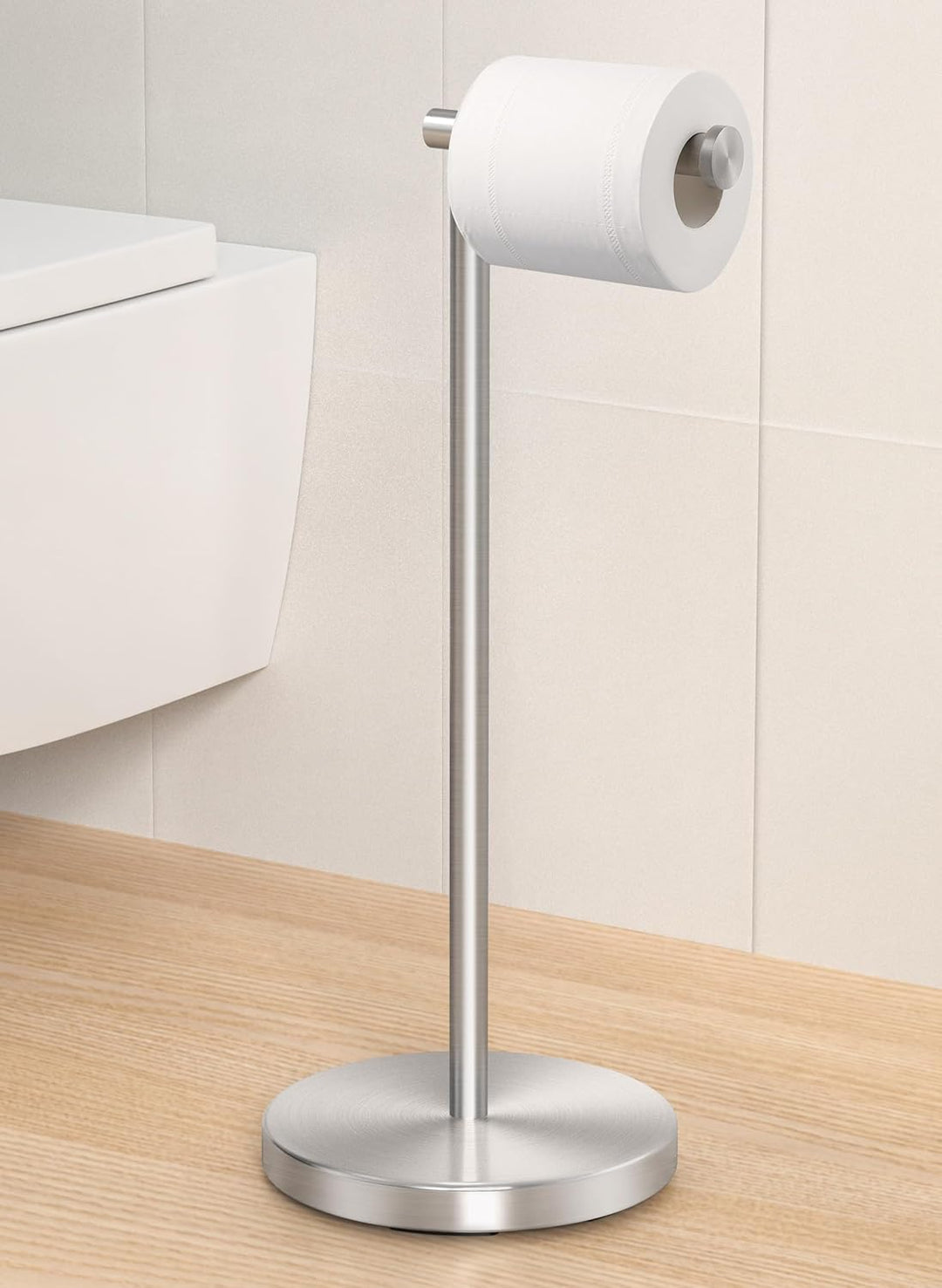 KES Toilettenpapierhalter Stehend Mit Gewichteter Basis, Klopapierhalter Klorollenhalter Freistehend