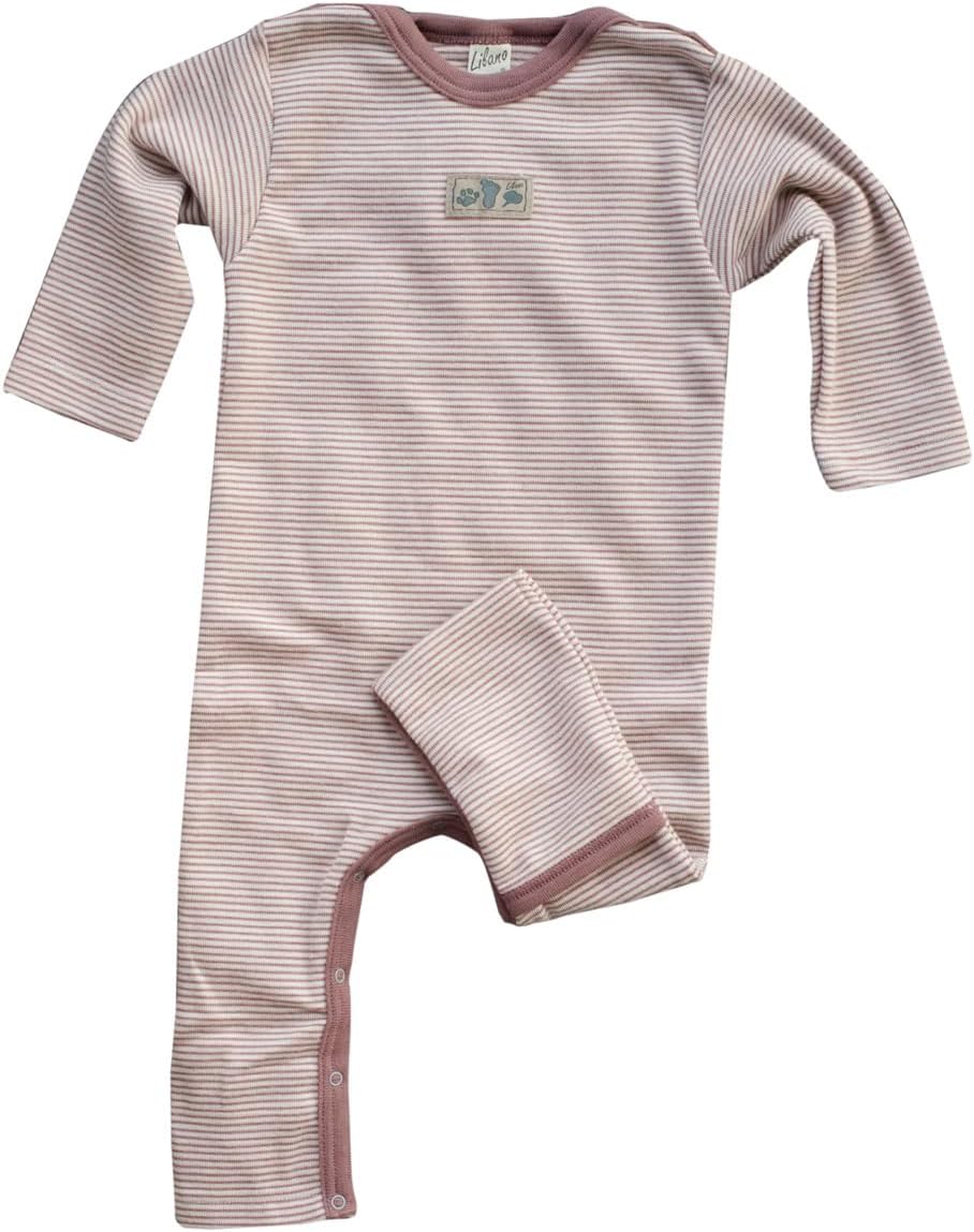 Lilano, Schlafstrampler Schlafsack Mit Arm, 100% Wollfrottee Flausch (kbT) Hellgrau Geringelt 62-68,