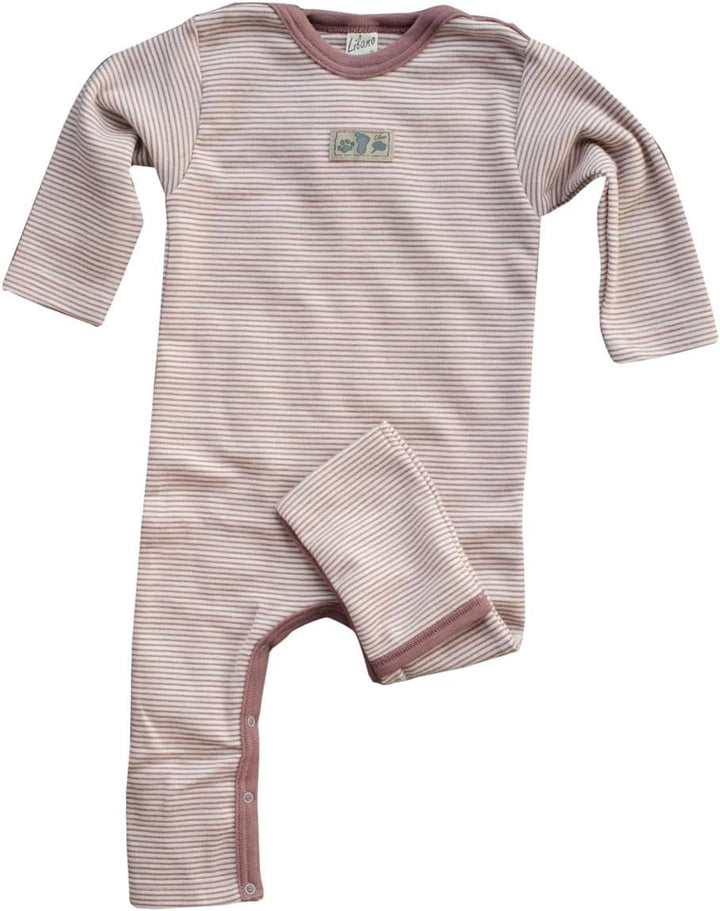 Lilano, Schlafstrampler Schlafsack Mit Arm, 100% Wollfrottee Flausch (kbT) Hellgrau Geringelt 62-68,
