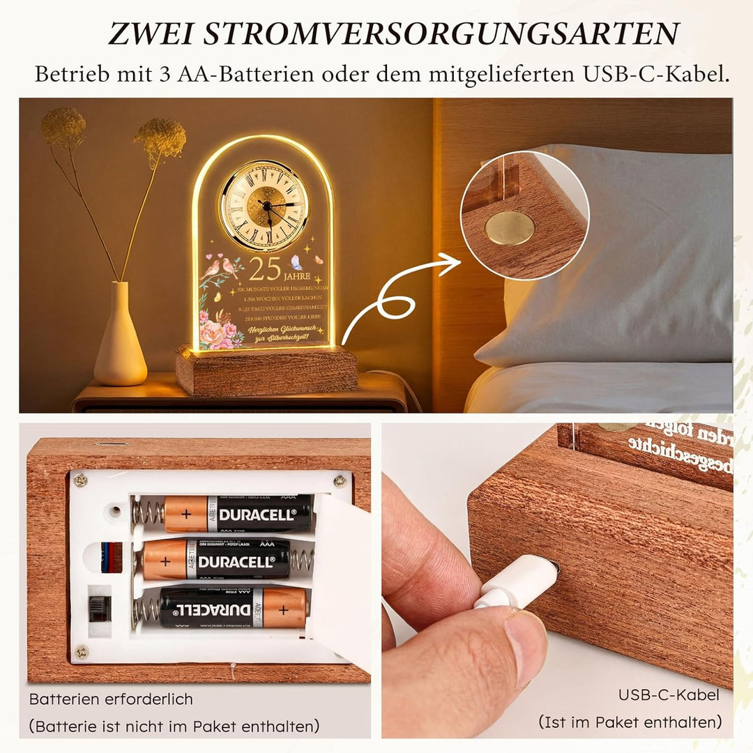 TUZELIYA Diamantene Hochzeit Geschenke, Jahrestag Quarzuhr, 60. Hochzeitstag Geschenke mit Grusskart