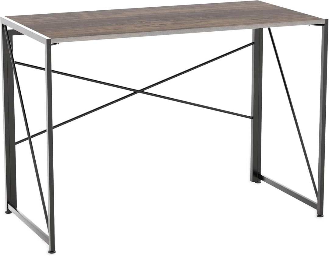 INTIRILIFE Schreibtisch aus Holz und Metall in Schwarz - Braun - 100 x 50 x 75 cm - Rustikaler Faltb