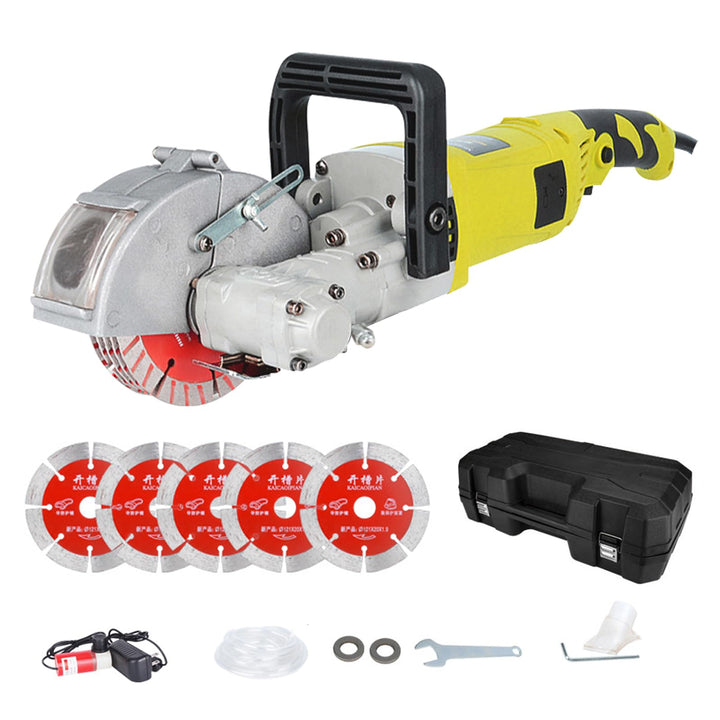 4000W Elektrische Mauernutfräse Schlitzfräse, 7500rpm, einstellbare Tiefe/Breite, 5×125mm Blätter, W