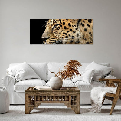 Bilder auf Leinwand 100x40cm Leinwandbild Tiere Leopard wilde Katze wilde Tiere Gross Wanddeko Bild