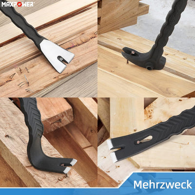 MAXPOWER 2 Stücke Nageleisen Set 300mm/380mm Flach Brecheisen Strickble Brechstangen Set Robust und