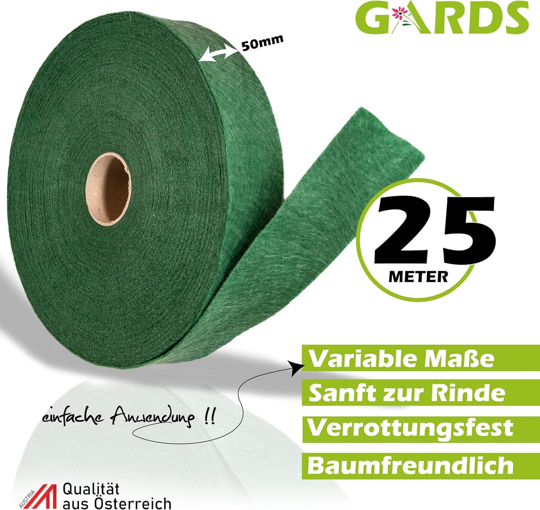 Gards® Baumanbinder 2er Set – Vliesband – Gartenschnur, 25 Meter, atmungsaktiv, luftdurchlässig, wit