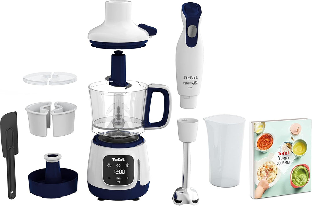 Tefal HB55W4 Yummy Gourmet Babynahrungszubereiter | inkl. Stabmixer, Spatel, Messbecher, 2x Keramikv