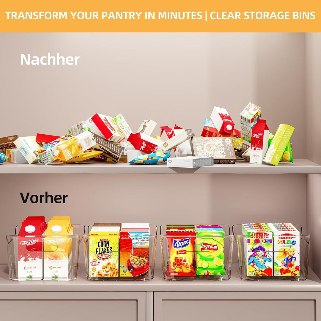 8 Stück aufbewahrungsbox küche küchenschrank organizer mit Griff | Transparent, Kunststoff kühlschra