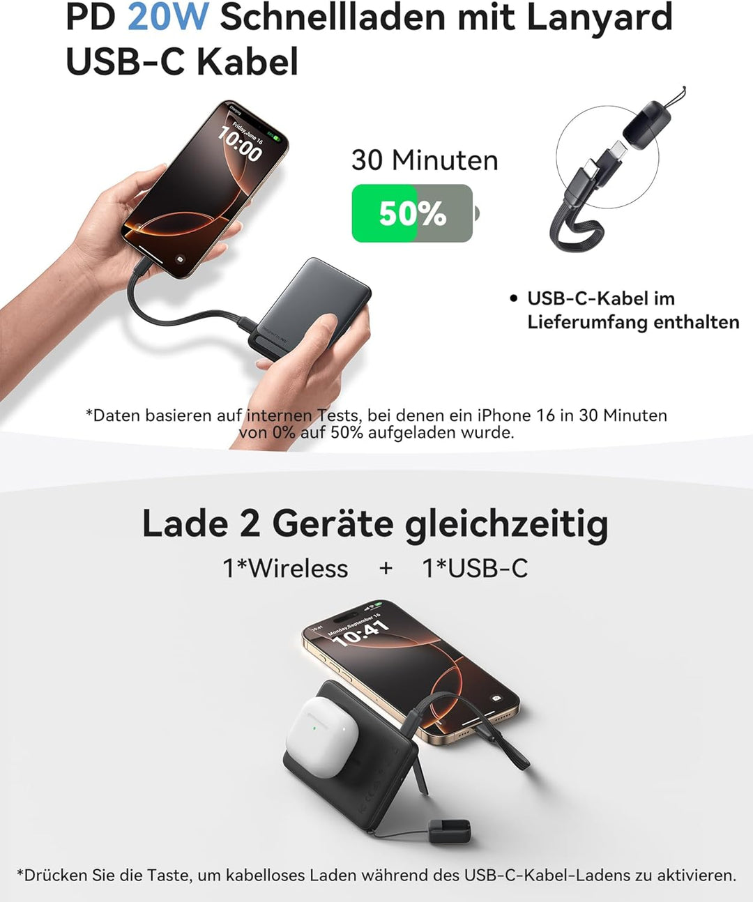 INIU Qi2-zertifizierte 20W Magnetische Powerbank, 5000mAh Ultra Slim Externe Batterie, Travel Wirele