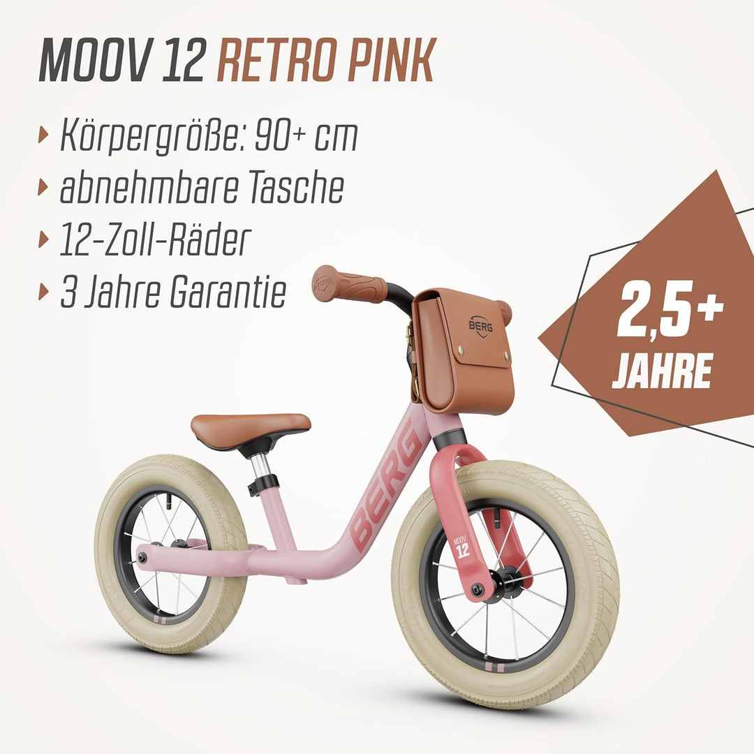 BERG MOOV 12 Laufrad | ab 2,5 Jahre | 12 Zoll | Lauflernrad bis 30 kg mit Luftreifen | Lenkrad und S
