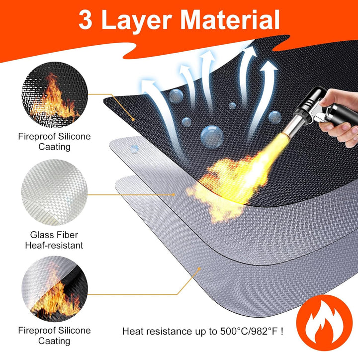 Rund Feuerfeste Unterlage | 100×100cm Faltbare Hitzeschutzmatte | Bodenschutzmatte | Grillmatten | B