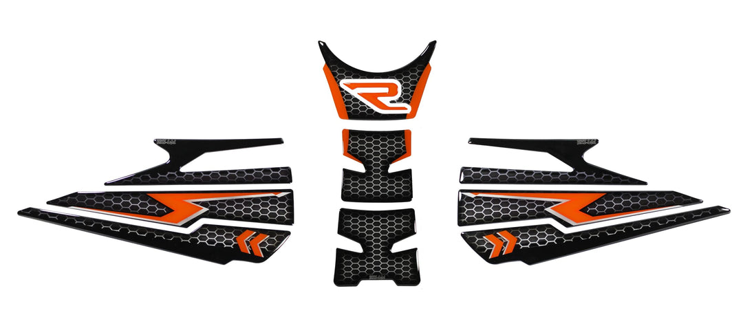 Tankpad Kniepad Set kompatibel für KTM 1290 Super Duke R Orange Silber X850048 Spar-Set, Spar-Set