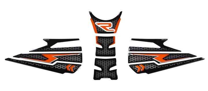 Tankpad Kniepad Set kompatibel für KTM 1290 Super Duke R Orange Silber X850048 Spar-Set, Spar-Set