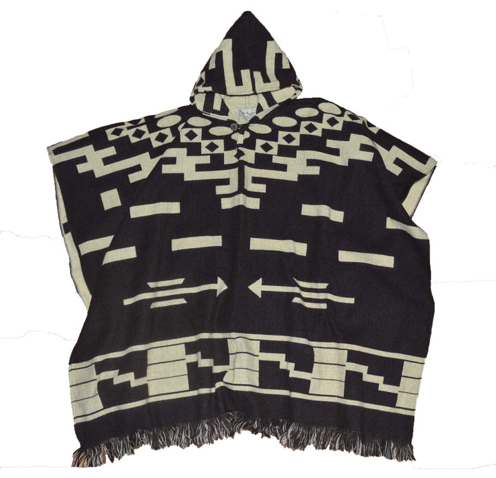 Wigwam Stilvoller, handgefertigter Poncho mit Kapuze im mexikanischen Stil. Einheitsgrösse Braun, Ei