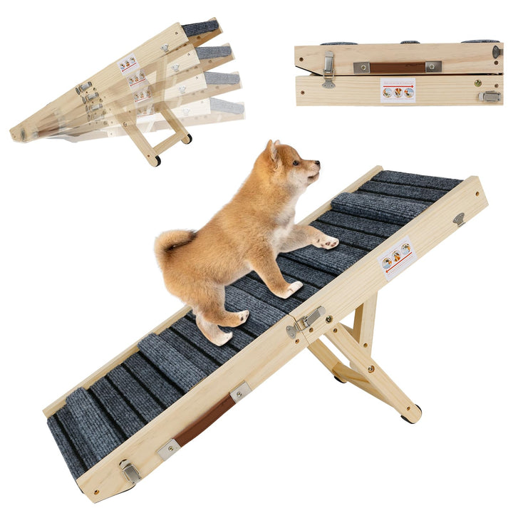 Hunderampe 80cm, Katzenrampe, Hundrampe Auto Klappbar, Höhenverstellbar Hundetreppe, Hunderampe Bett