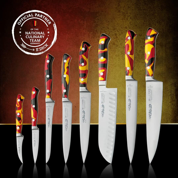 F. DICK Premier Plus GO FOR GOLD Tranchiermesser 15 cm (scharfes Küchenmesser, Kunststoffgriff schwa