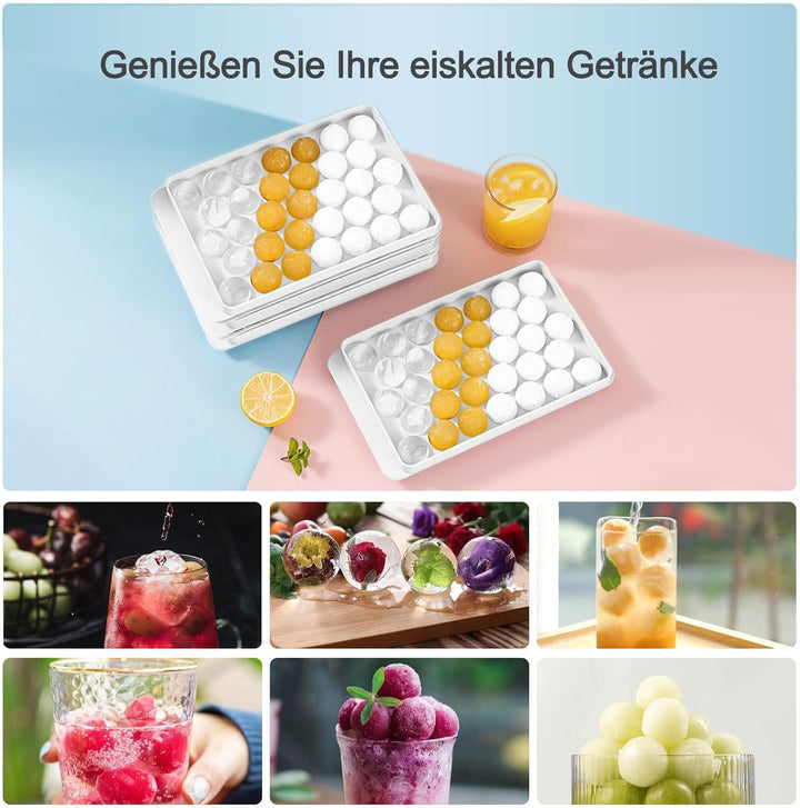 Miaowoof Eiswürfelform mit Deckel und Behälter, 2,5 cm x 99 Stück Runde Eiswürfel, Non-BPA Eiswürfel