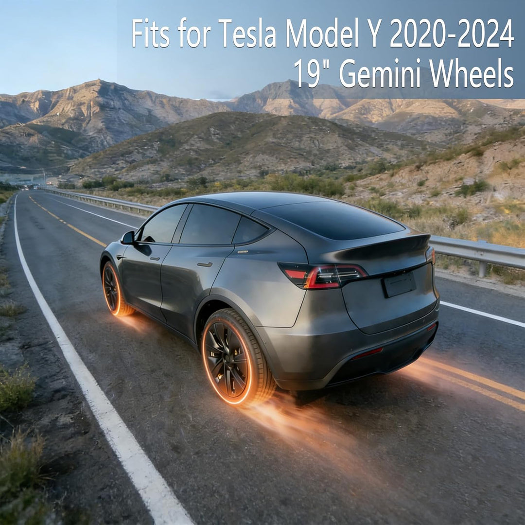 KAVANIC für Tesla Model Y Radkappen 19 Zoll Mattschwarz Unterstützung Logo Verbesserte Reichweite (4