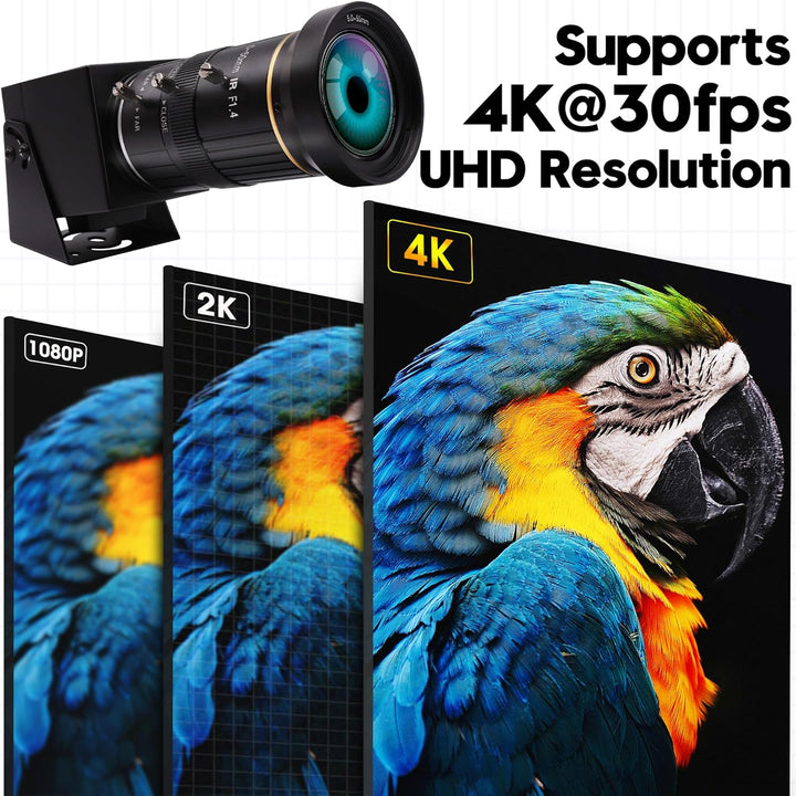 ELP 4K HDMI USB Kamera mit 10X 5-50mm optischem Zoom USB Videokonferenzkamera,Ultra HD 2160P Kamera