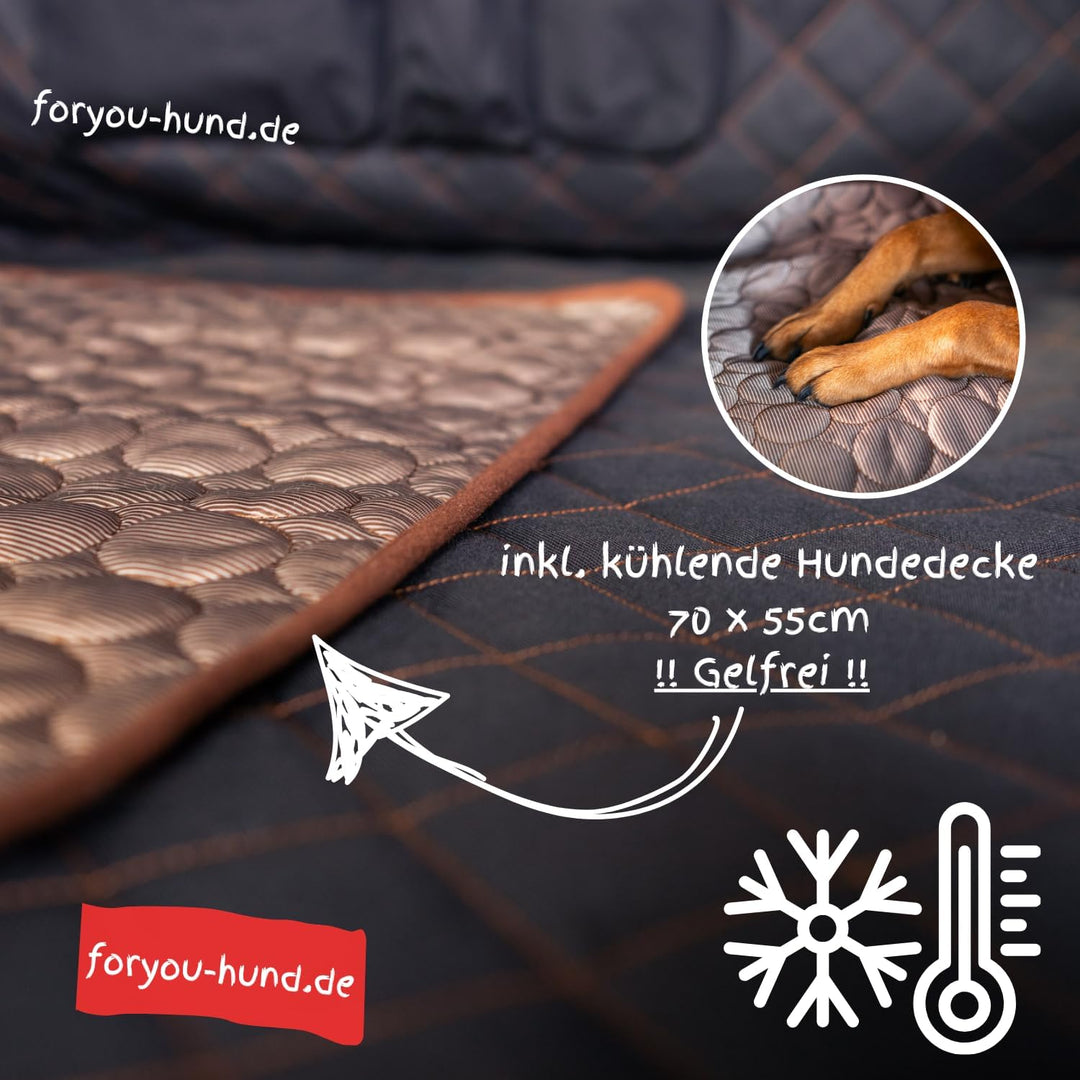 foryou® Hundedecke mit Kühlmatte für Auto Rückbank-Wasserabweisende Autoschondecke für Hunde mit Sei