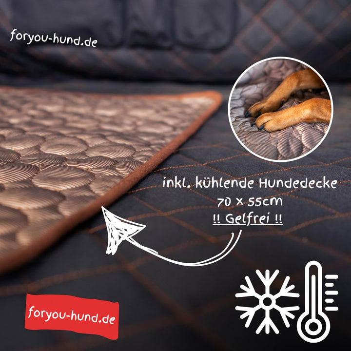 foryou® Hundedecke mit Kühlmatte für Auto Rückbank-Wasserabweisende Autoschondecke für Hunde mit Sei