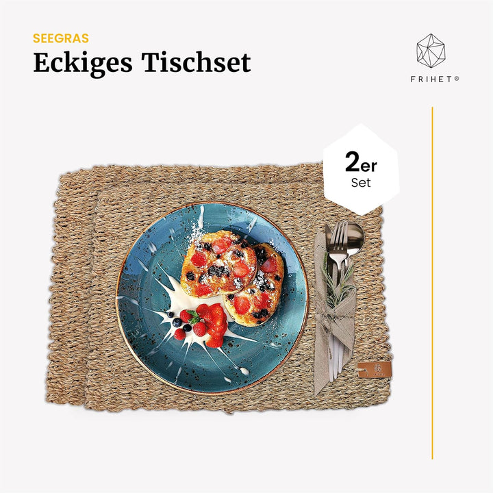 FRIHET Tischset eckig - Seegras geflochten (2er Set) Platzset 40x30cm, Natur Tischdeko, Tischsets Pl
