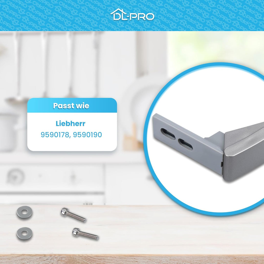 DL-pro Türscharnier Set für Liebherr Kühlschrank Ersatz für 9590178 9590190 2 Stück Silber Reparatur