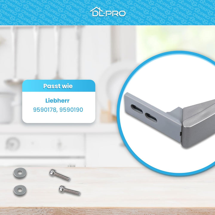 DL-pro Türscharnier Set für Liebherr Kühlschrank Ersatz für 9590178 9590190 2 Stück Silber Reparatur