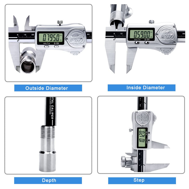 Kynup IP67 Wasserdichter Messschieber Digital, 150mm Schieblehre mit Absoluten Origin, Schieblehre D