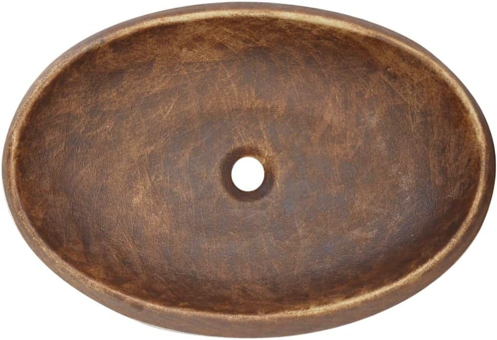 vidaXL Aufsatzwaschbecken, Oval Waschbecken mit Muster, Handgefertigt Waschtisch Waschschale für Bad