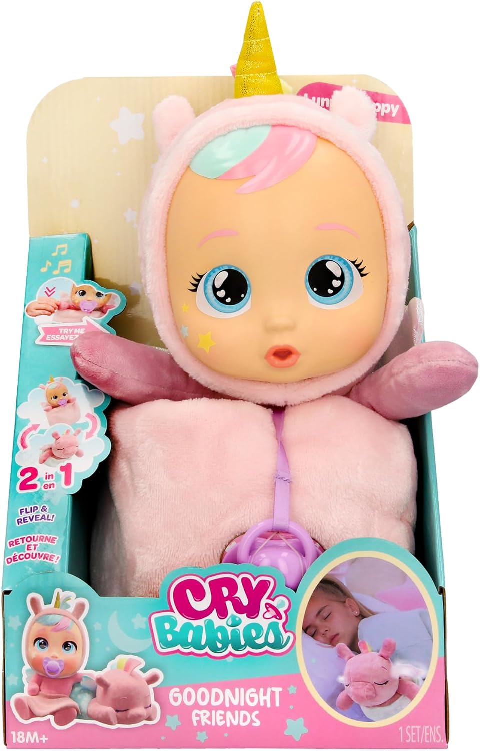 CRY Babies Luna & Poppy Interaktive Puppe Kinderleichtes Einschlafen mit Goodnight Friends Luna und
