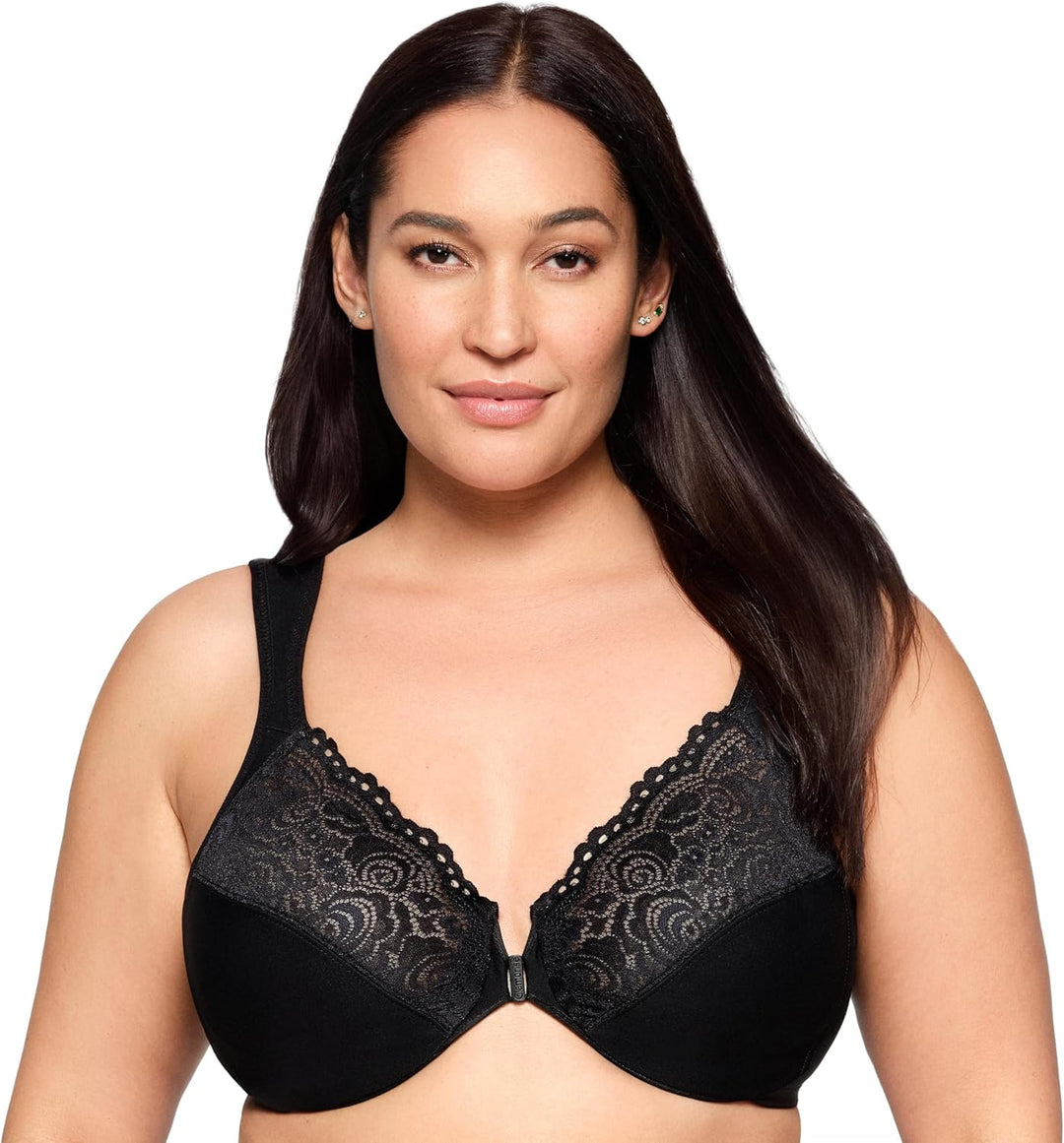 Glamorise Damen Wonderwire-Vorderverschluss BH 115C Schwarz, 115C Schwarz