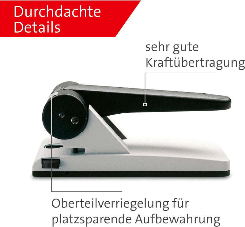 Novus B 265 Locher (Registraturlocher für das Büro, Metall, Stanzleistung) 65 Blatt, lichtgrau/schwa