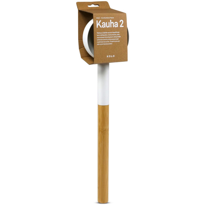 KOLO Kauha 2 Sauna Kelle 300 ml - Weisses Aluminium mit Bambusgriff 43 cm - Premium Saunakelle - Lan