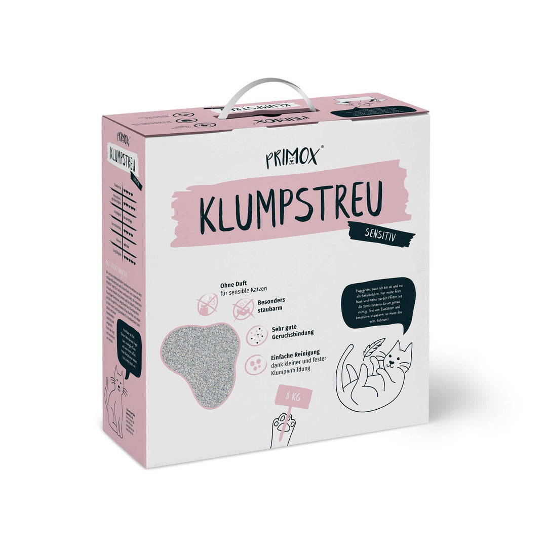 PRIMOX® Sensitiv-Klumpstreu 8 kg Ohne Duft I Besonders staubarm I 40 Tage Frische | Effiziente Geruc