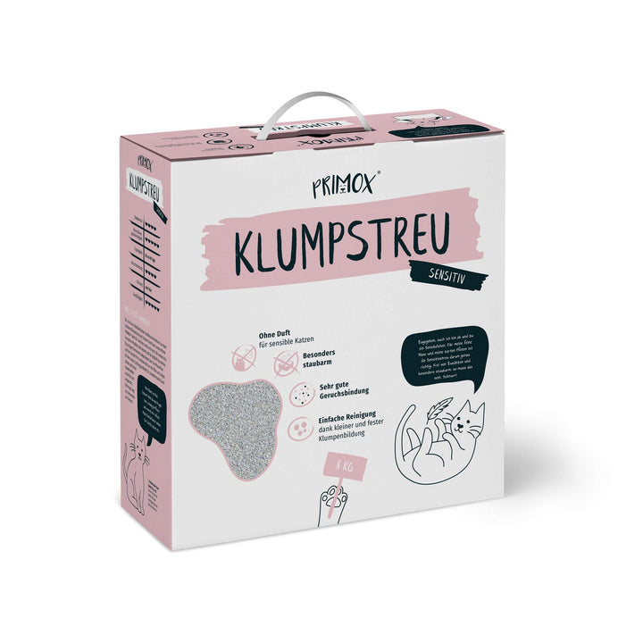 PRIMOX® Sensitiv-Klumpstreu 8 kg Ohne Duft I Besonders staubarm I 40 Tage Frische | Effiziente Geruc