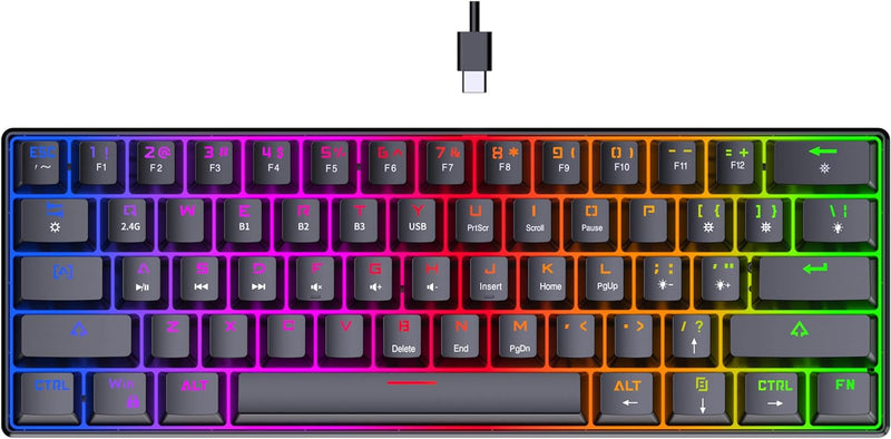 PREYON Red All Claw Gaming tastatur mit USB C, Bluetooth, 2.4 GHz - Mechanische Tastatur mit Hinterg