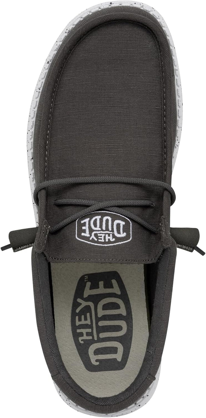 Hey Dude Herren Wally Slub Canvas Moc Toe Shoes 40 EU Dunkelgrau, 40 EU Dunkelgrau