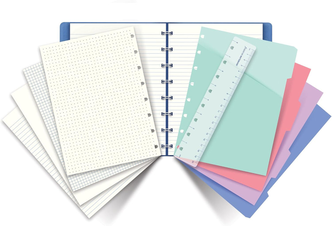 Filofax Impressions B115043U Nachfüllbares Notizbuch, Tasche, Blau und Weiss, 112 cremefarbene beweg